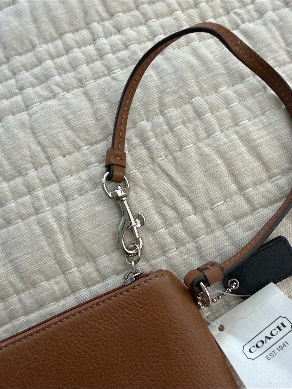 Coach Brown saddle Leather Wristlet Clutch